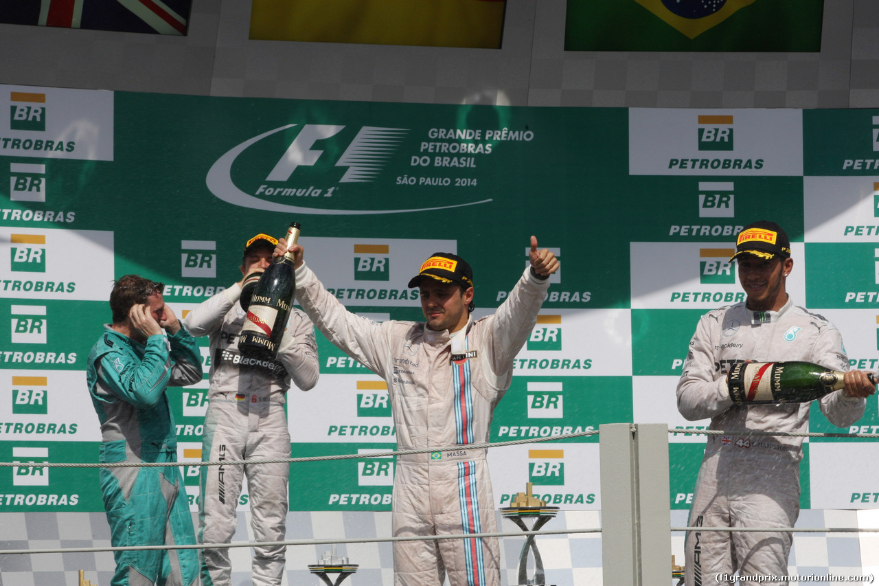GP BRASILE, 09.11.2014 - Gara, terzo Felipe Massa (BRA) Williams F1 Team FW36