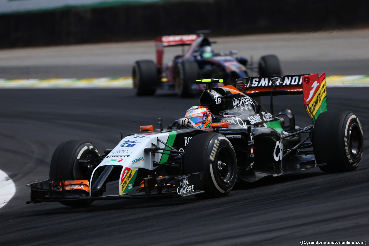 GP BRASILE, 09.11.2014 - Gara, Sergio Perez (MEX) Sahara Force India F1 VJM07