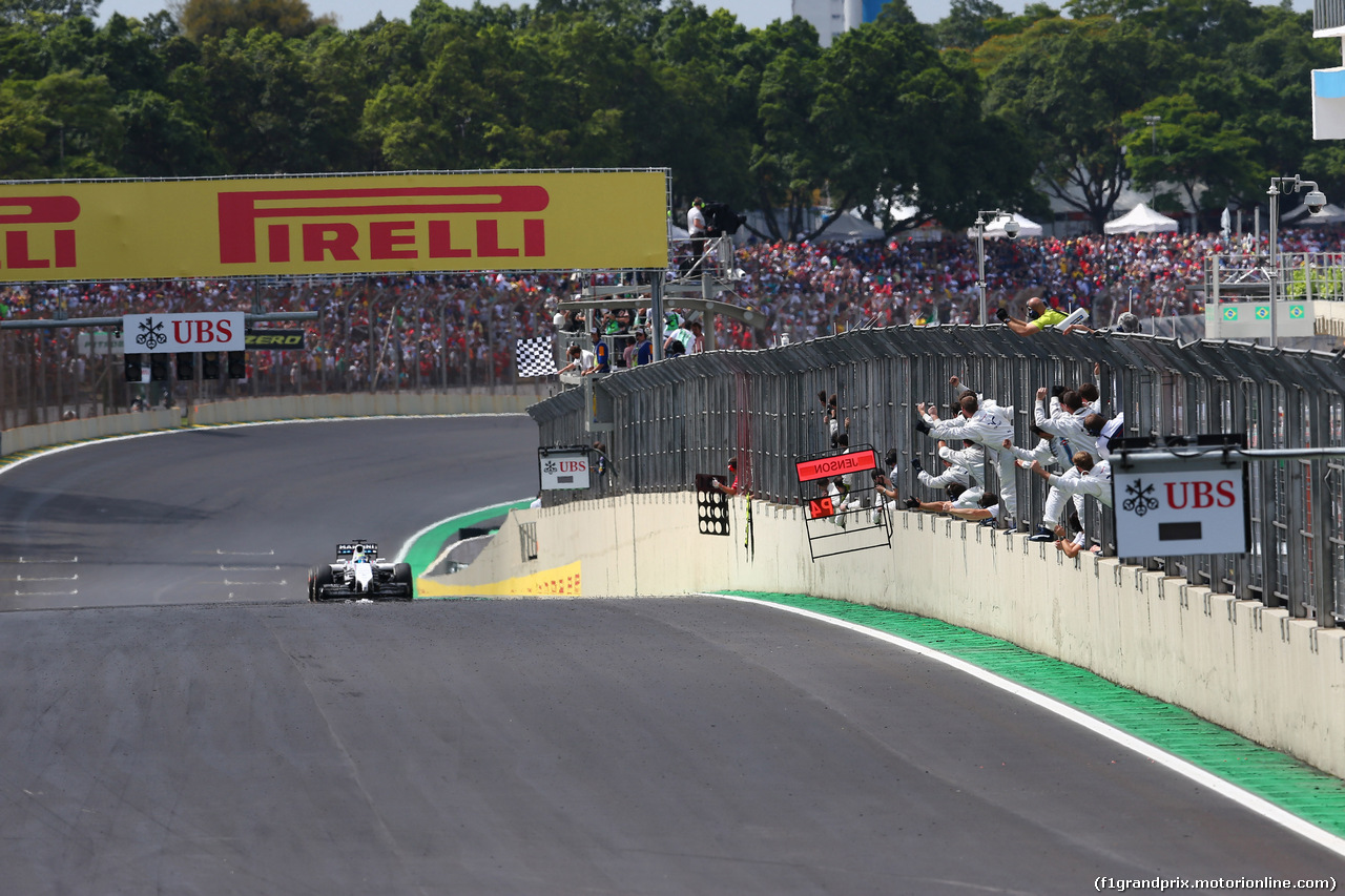 GP BRASILE, 09.11.2014 - Gara, terzo Felipe Massa (BRA) Williams F1 Team FW36