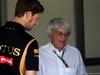 GP BRASILE, 09.11.2014 - Romain Grosjean (FRA) Lotus F1 Team E22 e Bernie Ecclestone (GBR), President e CEO of FOM