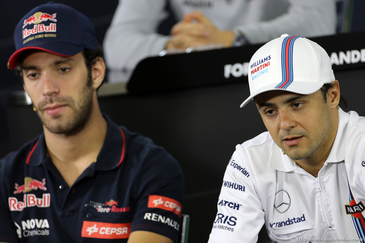 GP BRASILE, 06.11.2014 - Conferenza Stampa, Jean-Eric Vergne (FRA) Scuderia Toro Rosso STR9 e Felipe Massa (BRA) Williams F1 Team FW36