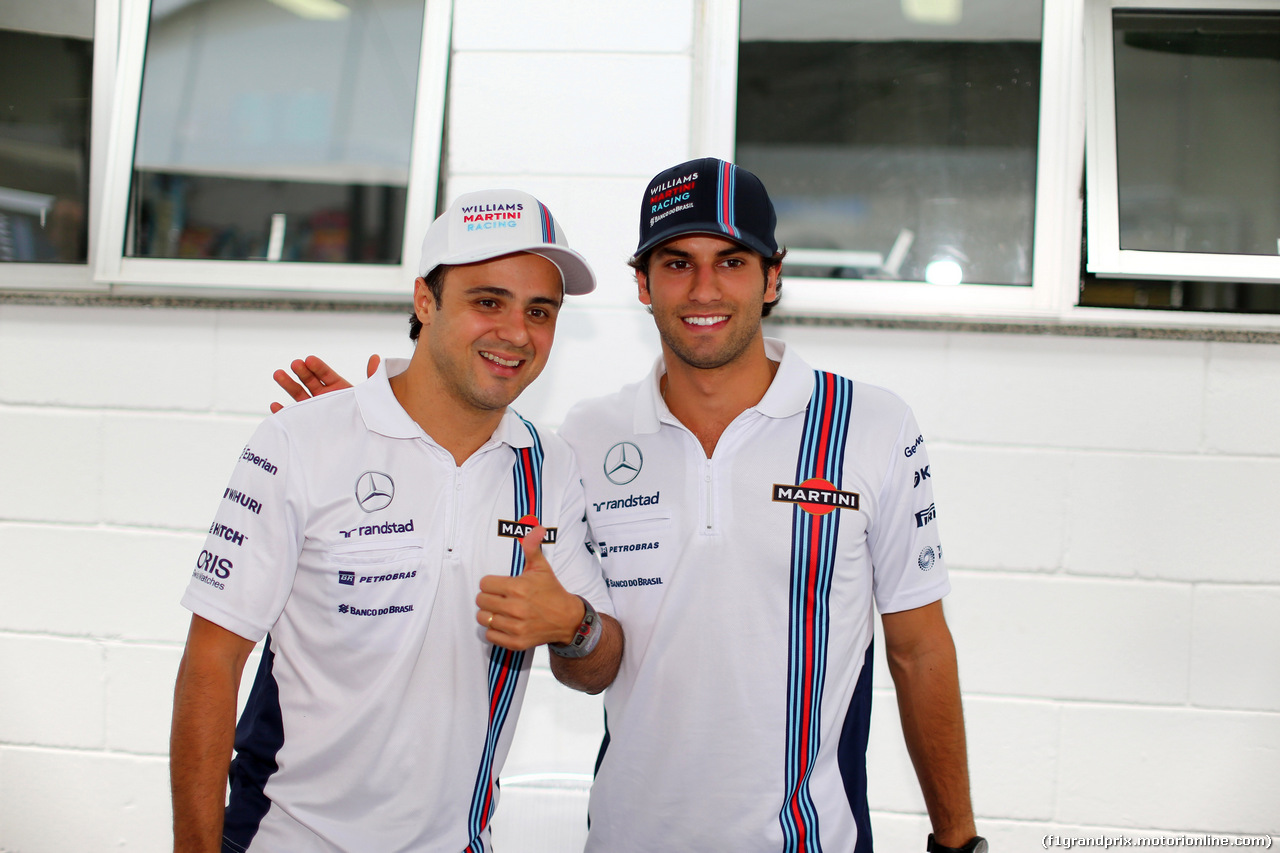 GP BRASILE, 06.11.2014 - Felipe Massa (BRA) Williams F1 Team FW36 e Felipe Nasr (BRA) Williams Test e Reserve Driver