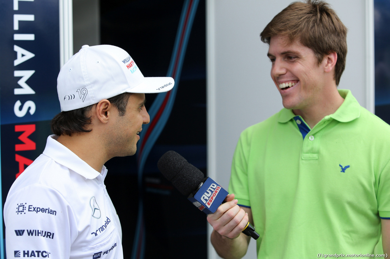 GP BRASILE, 06.11.2014 - Felipe Massa (BRA) Williams F1 Team FW36 e Luiz Razia (BRA)