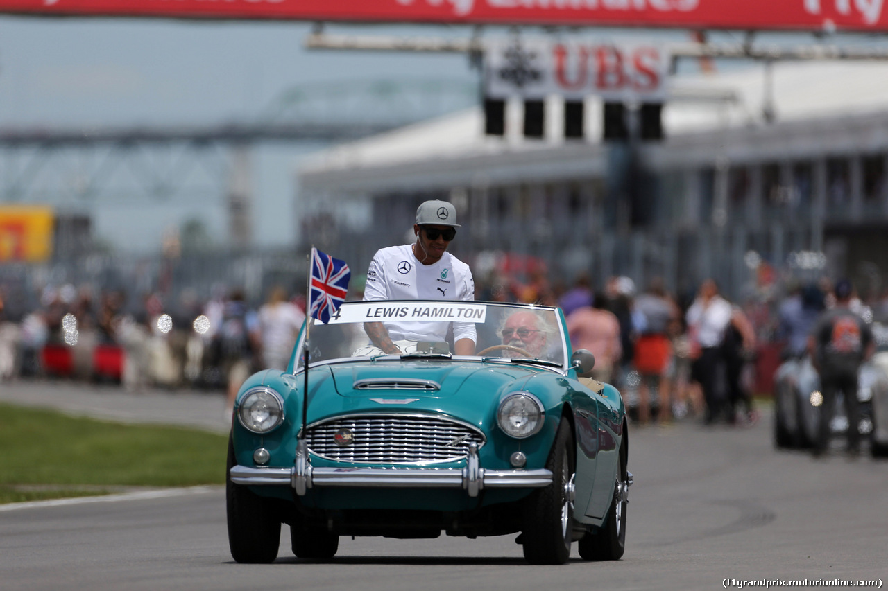 GP CANADA, 08.06.2014- Lewis Hamilton (GBR) Mercedes AMG F1 W05 at drivers parade