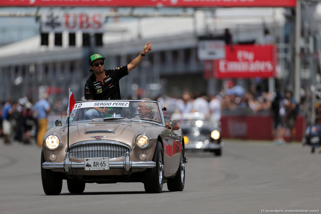 GP CANADA, 08.06.2014- Sergio Perez (MEX) Sahara Force India F1 VJM07 at drivers parade