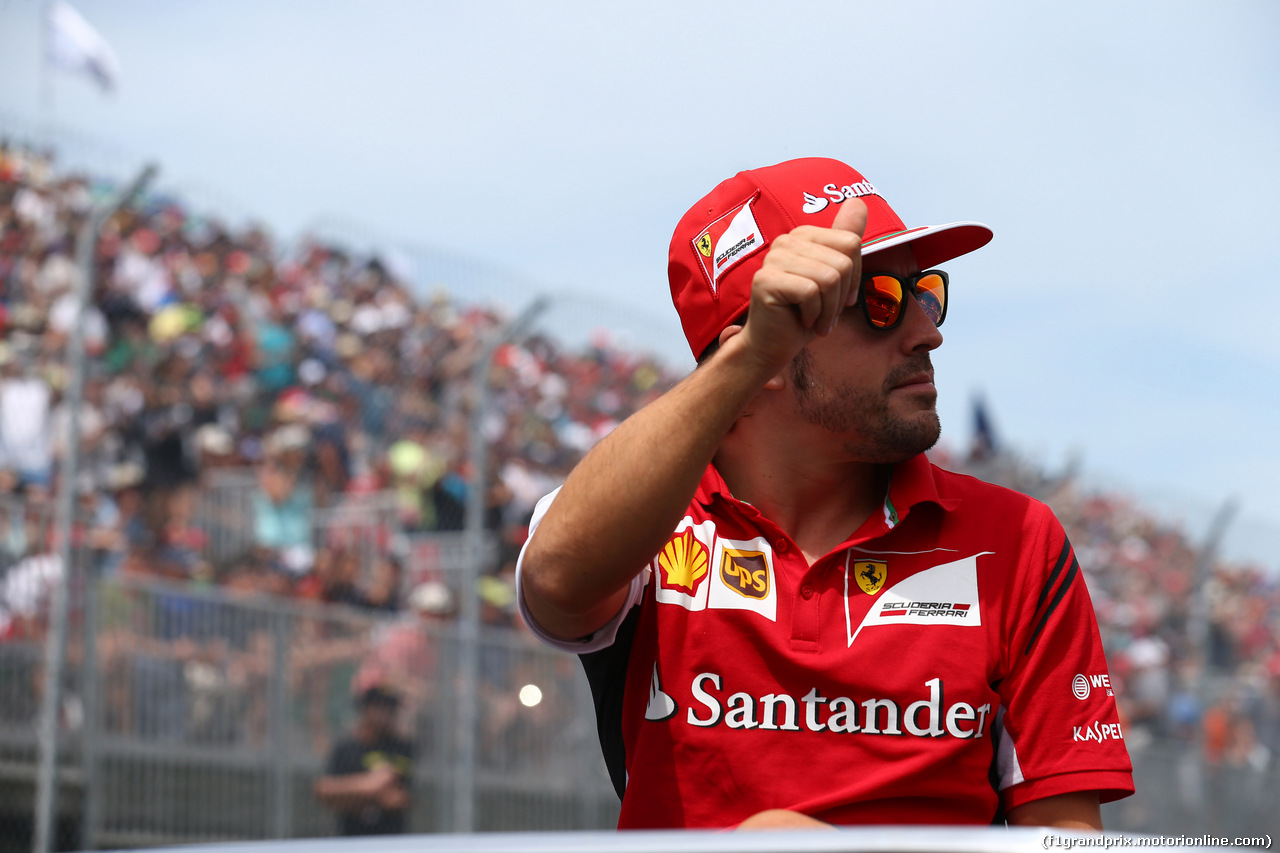 GP CANADA, 08.06.2014- Fernando Alonso (ESP) Ferrari F14-T at drivers parade