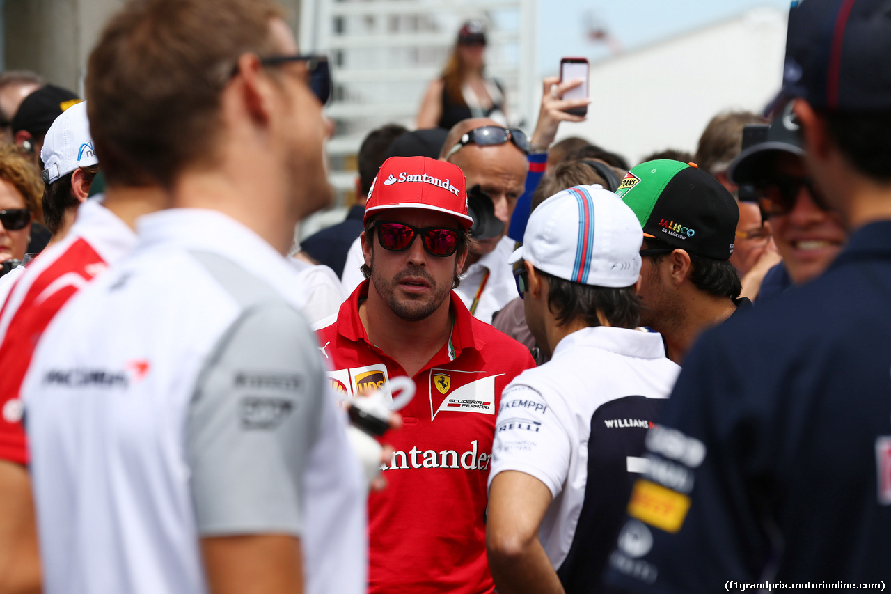 GP CANADA, 08.06.2014- Fernando Alonso (ESP) Ferrari F14-T e Felipe Massa (BRA) Williams F1 Team FW36