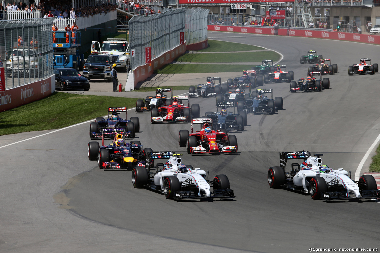 GP CANADA, 08.06.2014- Gara, Valtteri Bottas (FIN) Williams F1 Team FW36 e Felipe Massa (BRA) Williams F1 Team FW36