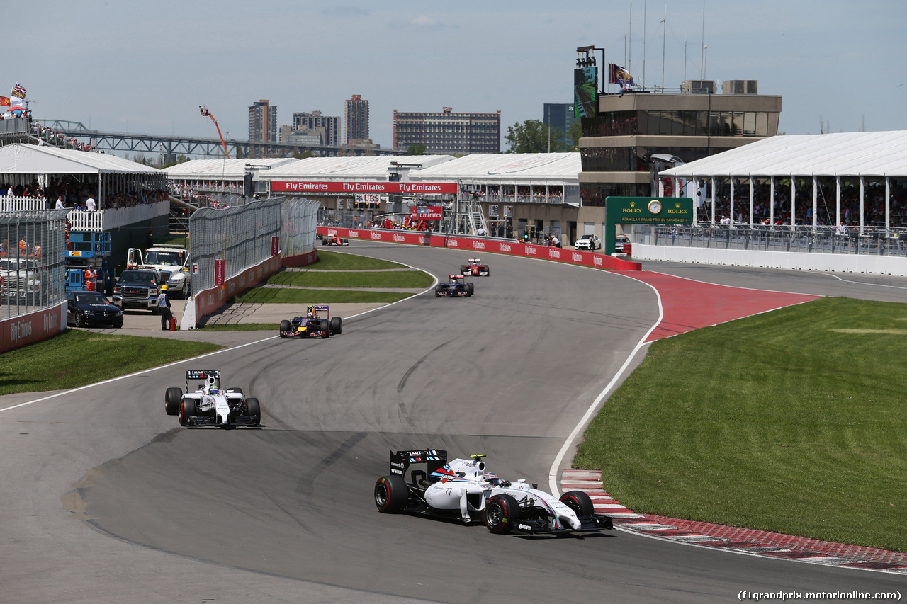 GP CANADA, 08.06.2014- Gara, Valtteri Bottas (FIN) Williams F1 Team FW36 davanti a Felipe Massa (BRA) Williams F1 Team FW36