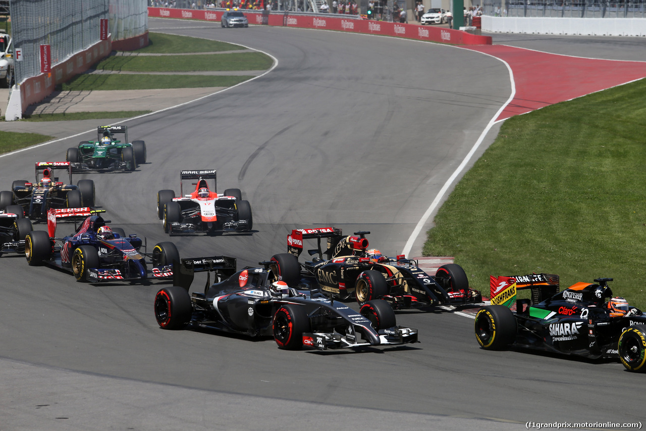 GP CANADA, 08.06.2014- Gara, Adrian Sutil (GER) Sauber F1 Team C33 e Romain Grosjean (FRA) Lotus F1 Team E22