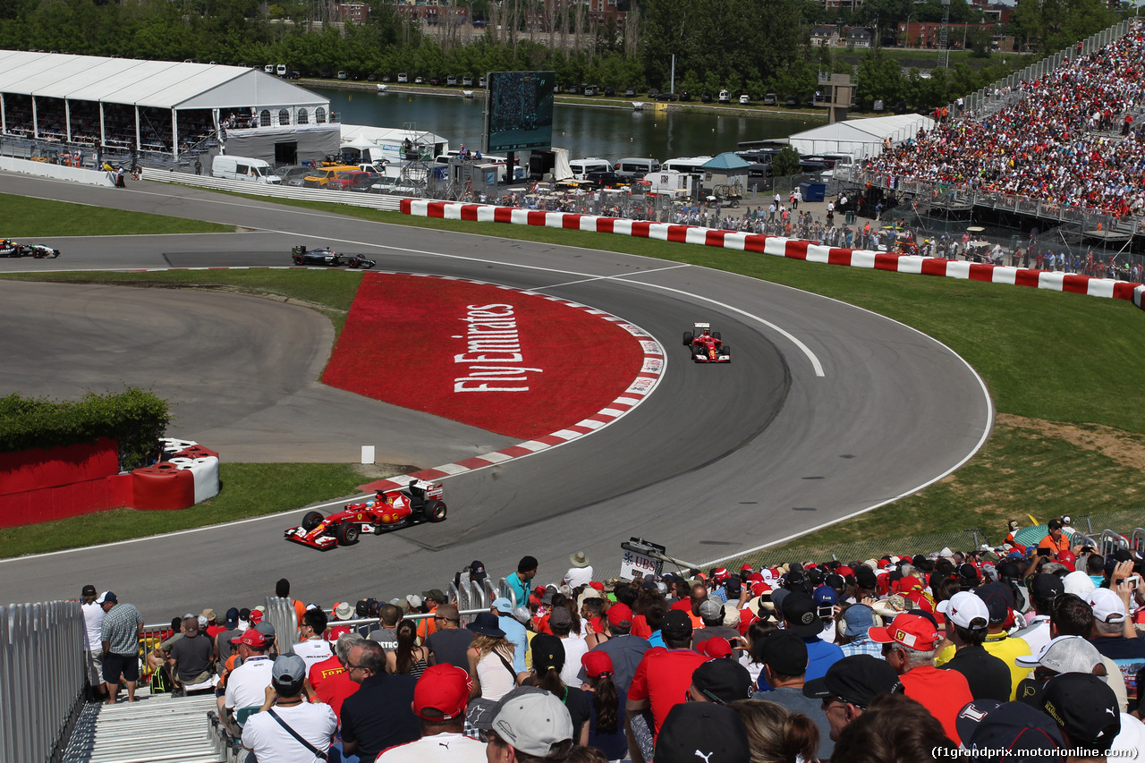GP CANADA, 08.06.2014- Gara, Fernando Alonso (ESP) Ferrari F14-T davanti a Kimi Raikkonen (FIN) Ferrari F14-T