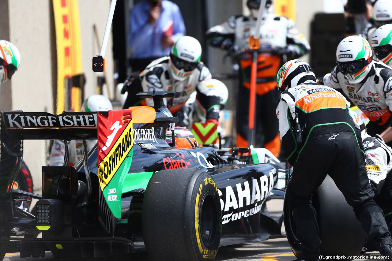 GP CANADA, 08.06.2014- Gara, Pit stop, Nico Hulkenberg (GER) Sahara Force India F1 VJM07