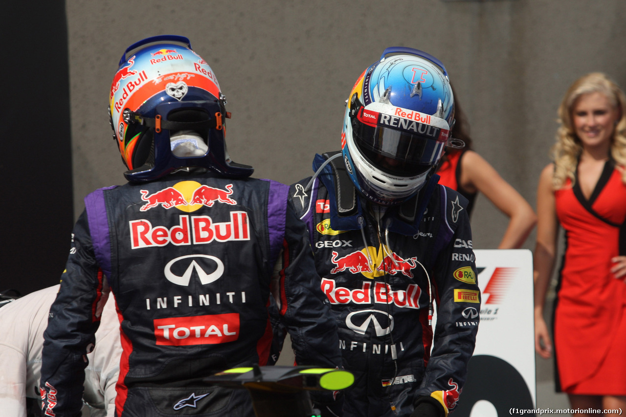 GP CANADA, 08.06.2014- Gara, Daniel Ricciardo (AUS) Red Bull Racing RB10 vincitore e terzo Sebastian Vettel (GER) Red Bull Racing RB10