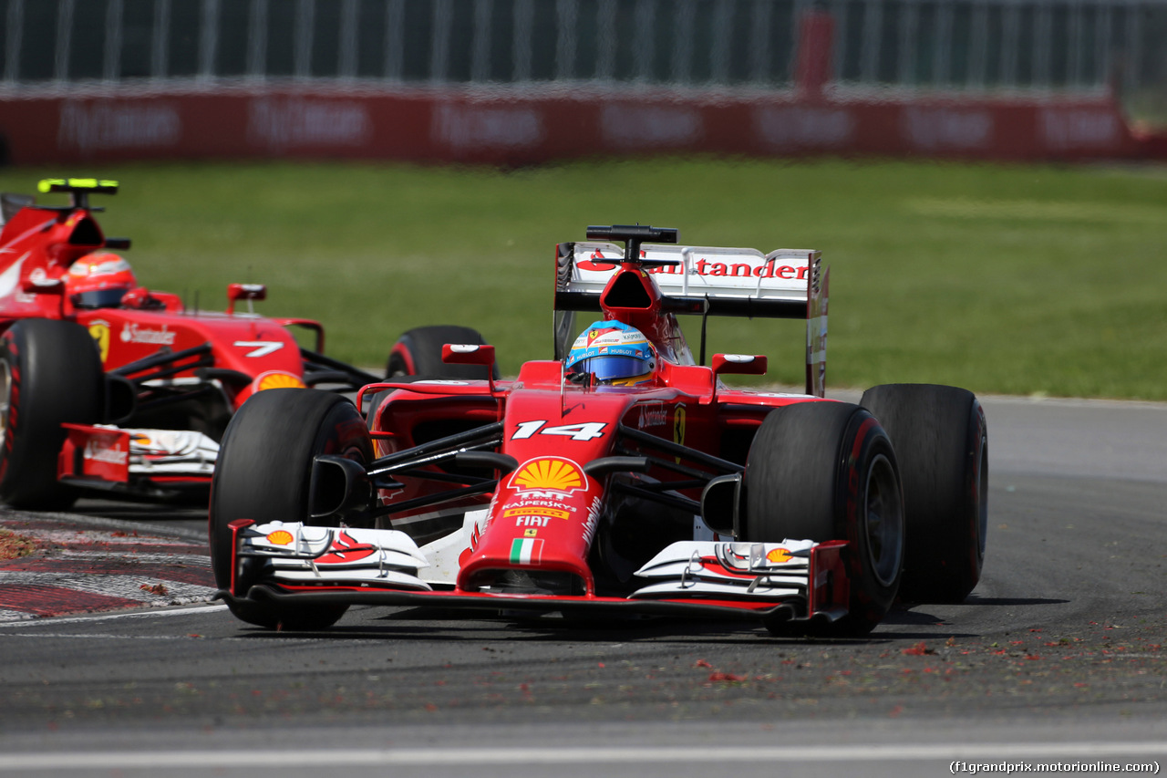 GP CANADA, 08.06.2014- Gara, Fernando Alonso (ESP) Ferrari F14-T davanti a Kimi Raikkonen (FIN) Ferrari F14-T