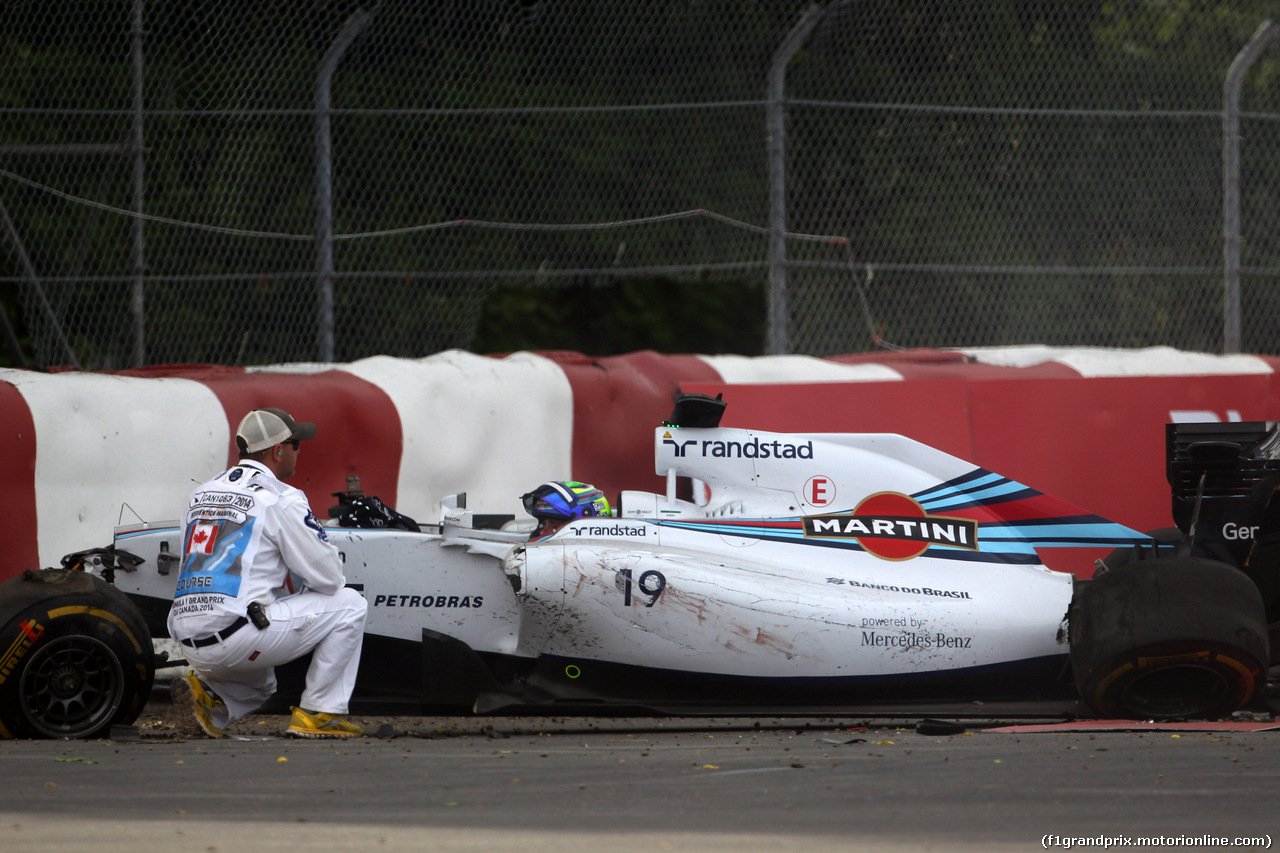 GP CANADA, 08.06.2014- Gara, Crash, Felipe Massa (BRA) Williams F1 Team FW36