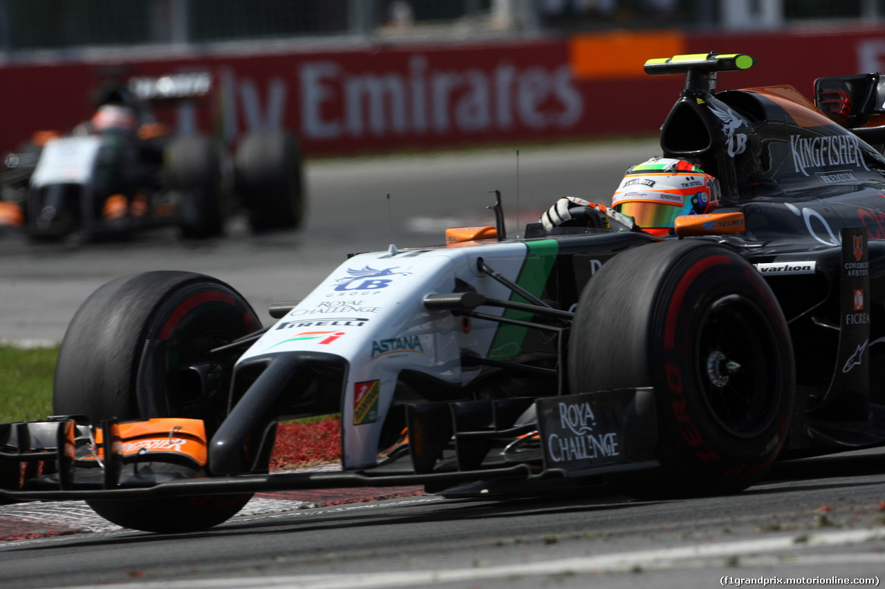 GP CANADA, 08.06.2014- Gara, Sergio Perez (MEX) Sahara Force India F1 VJM07 davanti a Nico Hulkenberg (GER) Sahara Force India F1 VJM07