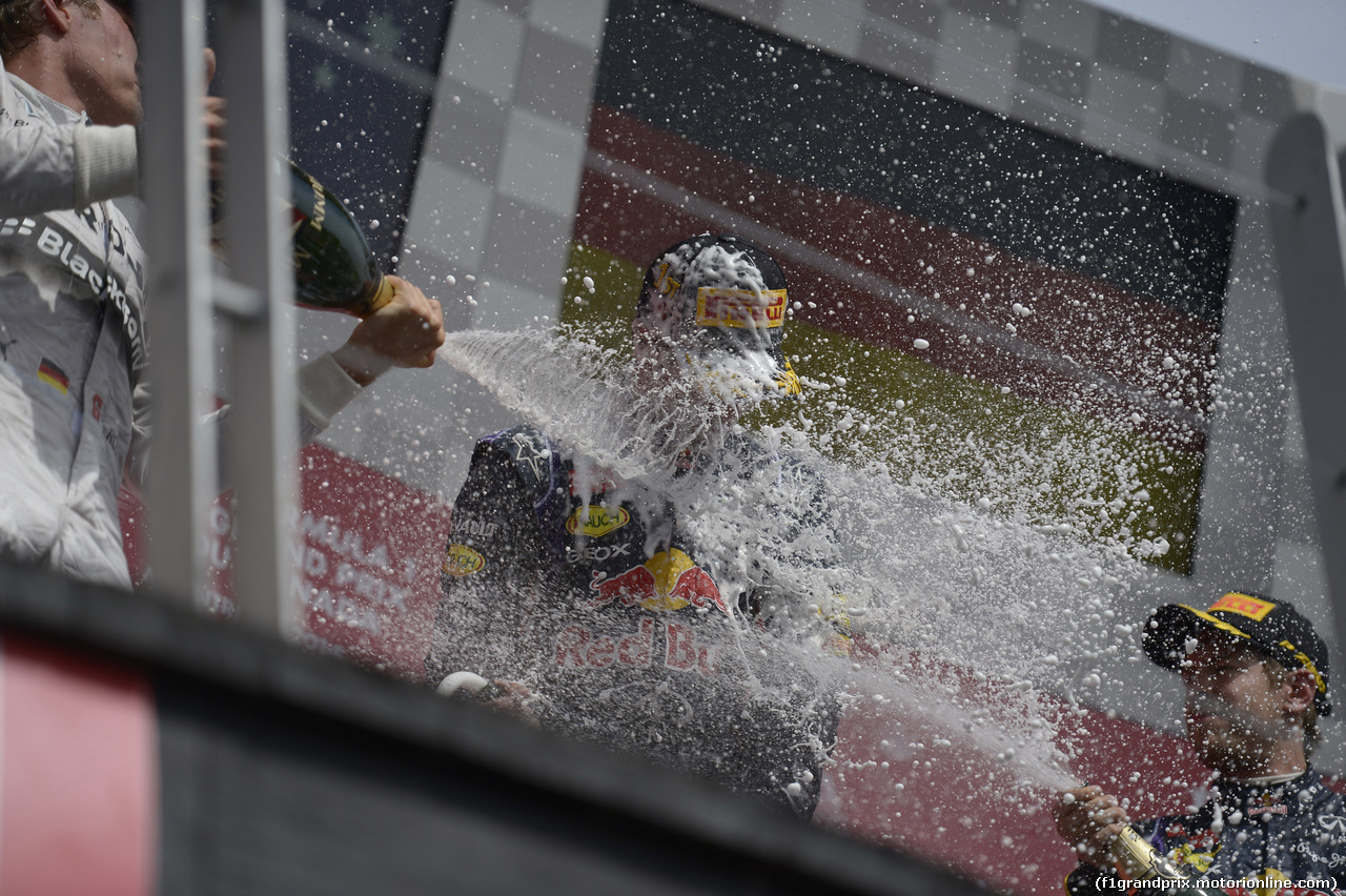 GP CANADA, 08.06.2014- Gara, 1st position Daniel Ricciardo (AUS) Red Bull Racing RB10, secondo Nico Rosberg (GER) Mercedes AMG F1 W05 e terzo Sebastian Vettel (GER) Red Bull Racing RB10