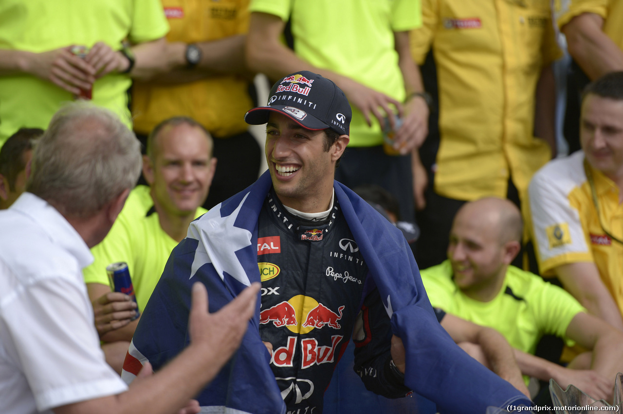 GP CANADA, 08.06.2014- Festeggiamenti, Daniel Ricciardo (AUS) Red Bull Racing RB10 vincitore e terzo Sebastian Vettel (GER) Red Bull Racing RB10