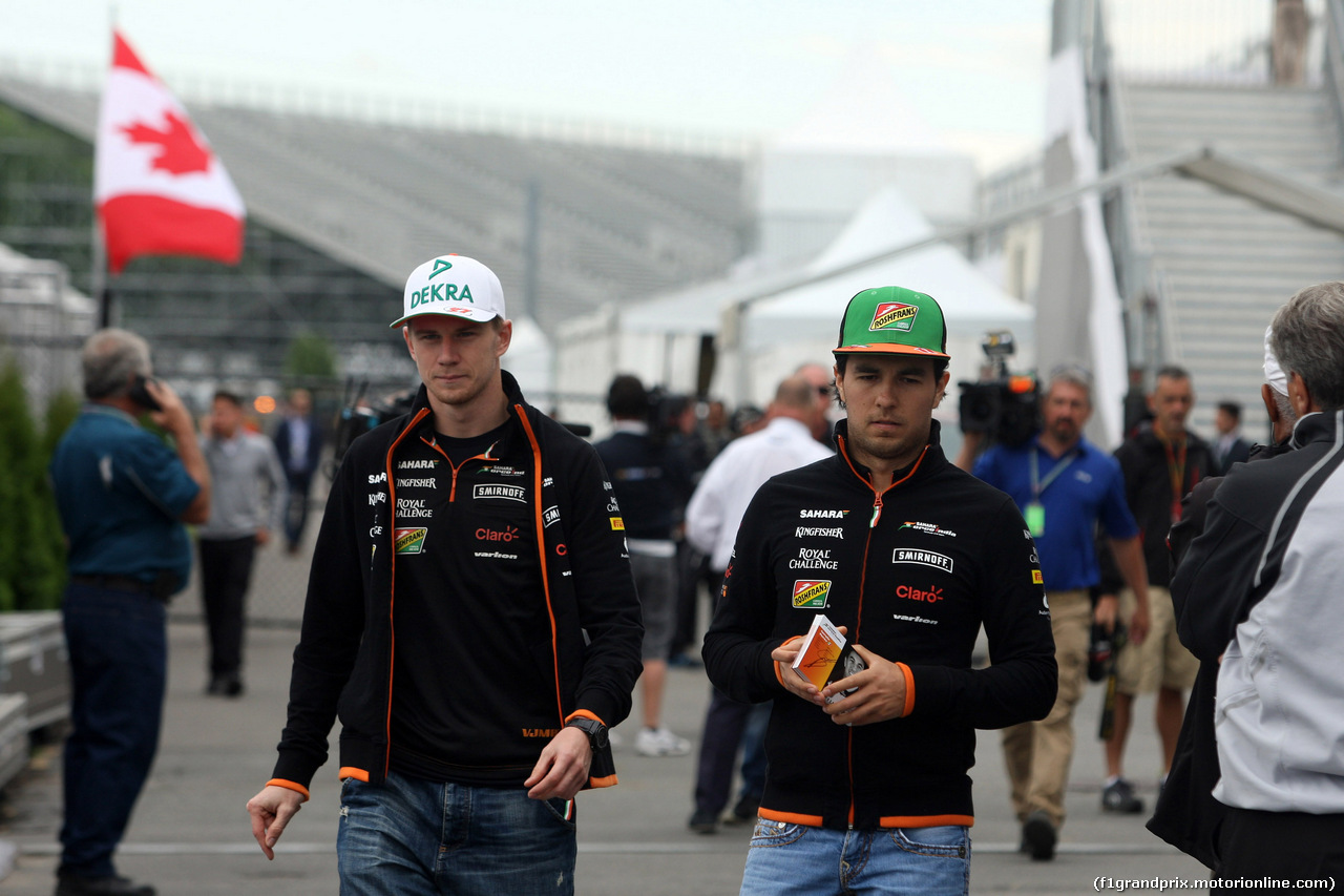 GP CANADA, 05.06.2014- Nico Hulkenberg (GER) Sahara Force India F1 VJM07 e Sergio Perez (MEX) Sahara Force India F1 VJM07