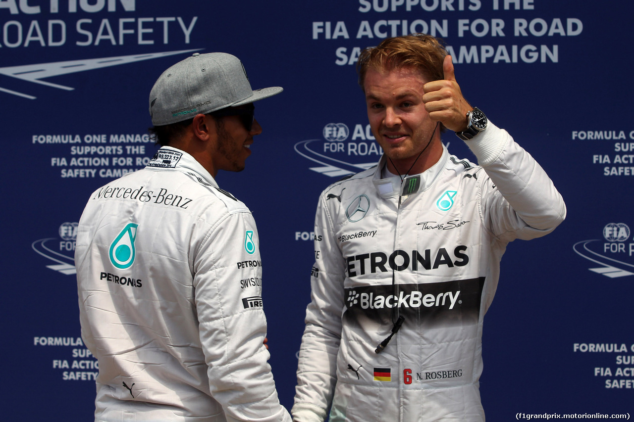 GP CANADA, 07.06.2014- Qualifiche, secondo Lewis Hamilton (GBR) Mercedes AMG F1 W05 e Nico Rosberg (GER) Mercedes AMG F1 W05 pole position