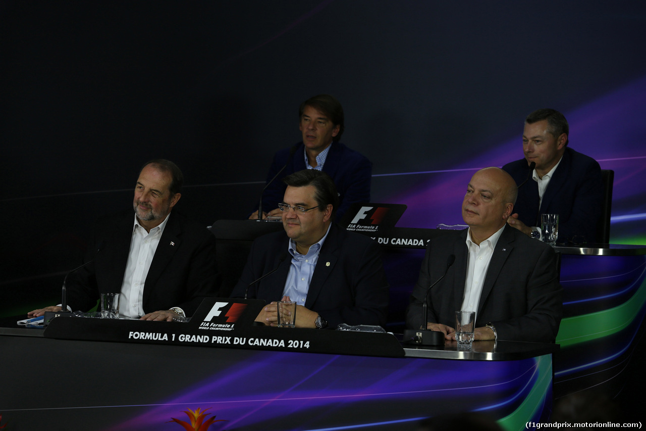 GP CANADA, 07.06.2014- A press conference to announce that the Canadian GP contract at Montreal has been extended for a further ten years.