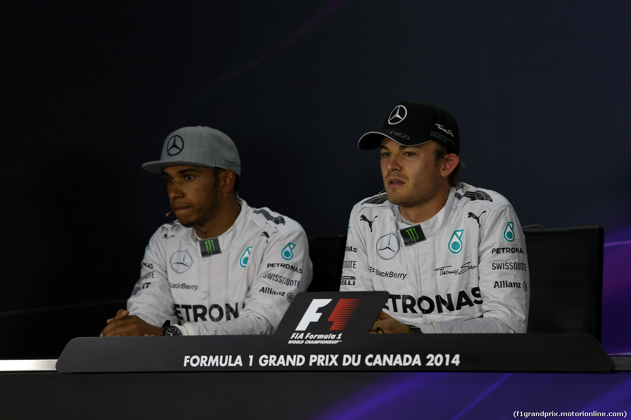 GP CANADA, 07.06.2014- Qualifiche, Conferenza Stampa, Lewis Hamilton (GBR) Mercedes AMG F1 W05 e Nico Rosberg (GER) Mercedes AMG F1 W05