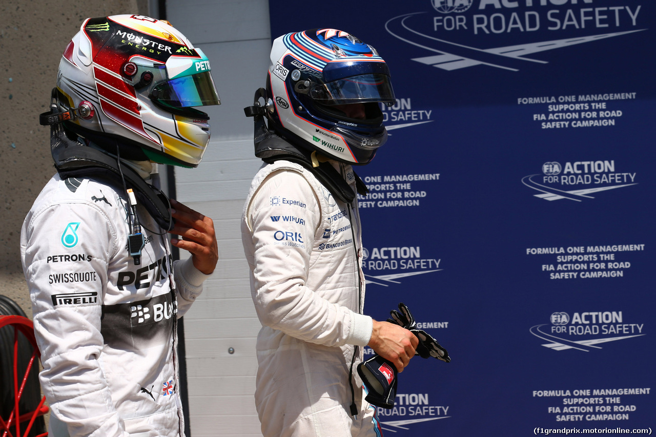 GP CANADA, 07.06.2014- Qualifiche, Lewis Hamilton (GBR) Mercedes AMG F1 W05 e Valtteri Bottas (FIN) Williams F1 Team FW36