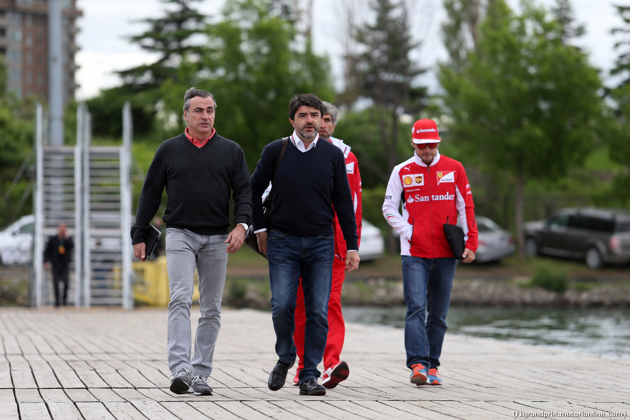 GP CANADA, 06.06.2014- (L-R) Carlos Sainz (ESP) Ex WRC Champion, Luis Garcia Abad (ESP), manager of Fernando Alonso (ESP) e Fernando Alonso (ESP) Ferrari F14-T