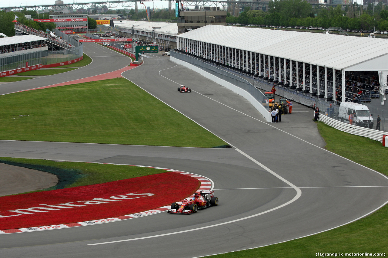 GP CANADA, 06.06.2014- Prove Libere 1, Fernando Alonso (ESP) Ferrari F14-T davanti a Kimi Raikkonen (FIN) Ferrari F14-T