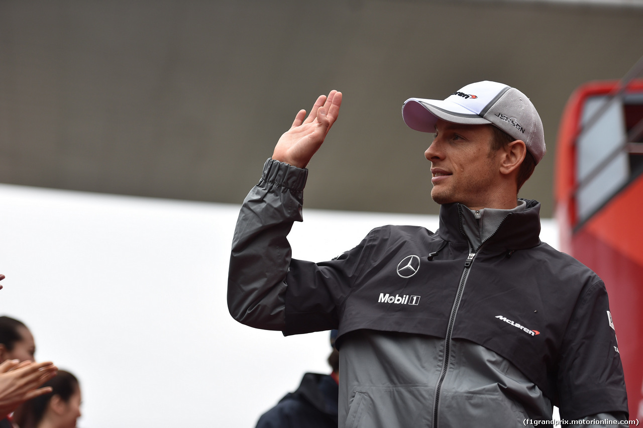 GP CINA, 20.04.2014- Drivers parade, Jenson Button (GBR) McLaren Mercedes MP4-29