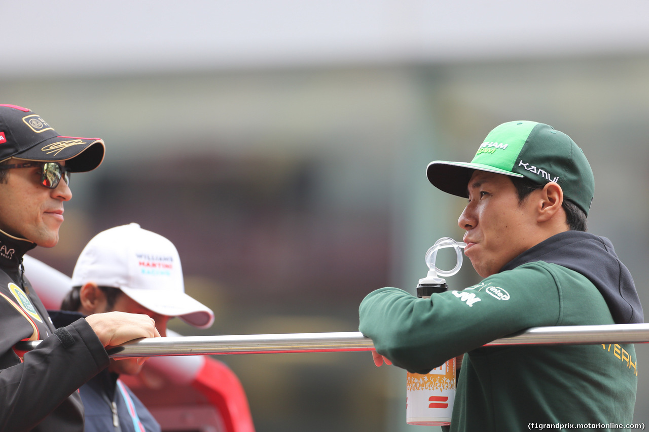 GP CINA, 20.04.2014- Drivers parade, Kamui Kobayashi (JPN) Caterham F1 Team CT05