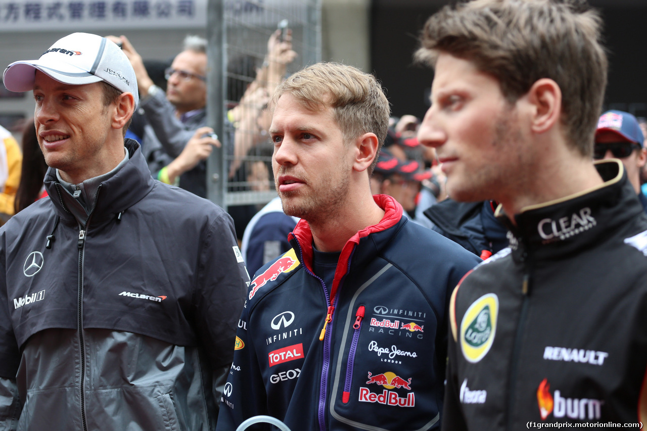 GP CINA, 20.04.2014- Drivers parade, Sebastian Vettel (GER) Infiniti Red Bull Racing RB10