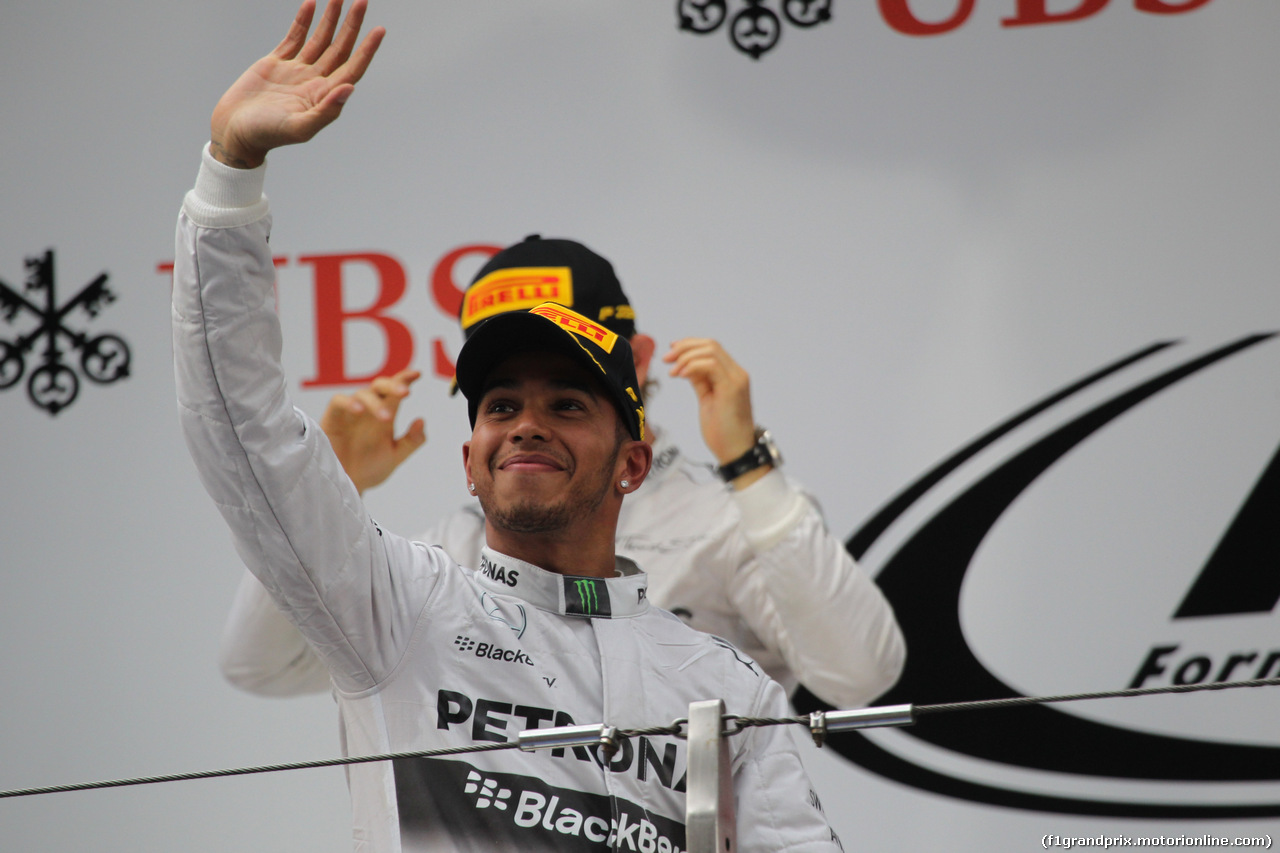 GP CINA, 20.04.2014- Podium, winner Lewis Hamilton (GBR) Mercedes AMG F1 W05, 2nd Nico Rosberg (GER) Mercedes AMG F1 W05, 3rd Fernando Alonso (ESP) Ferrari F14T