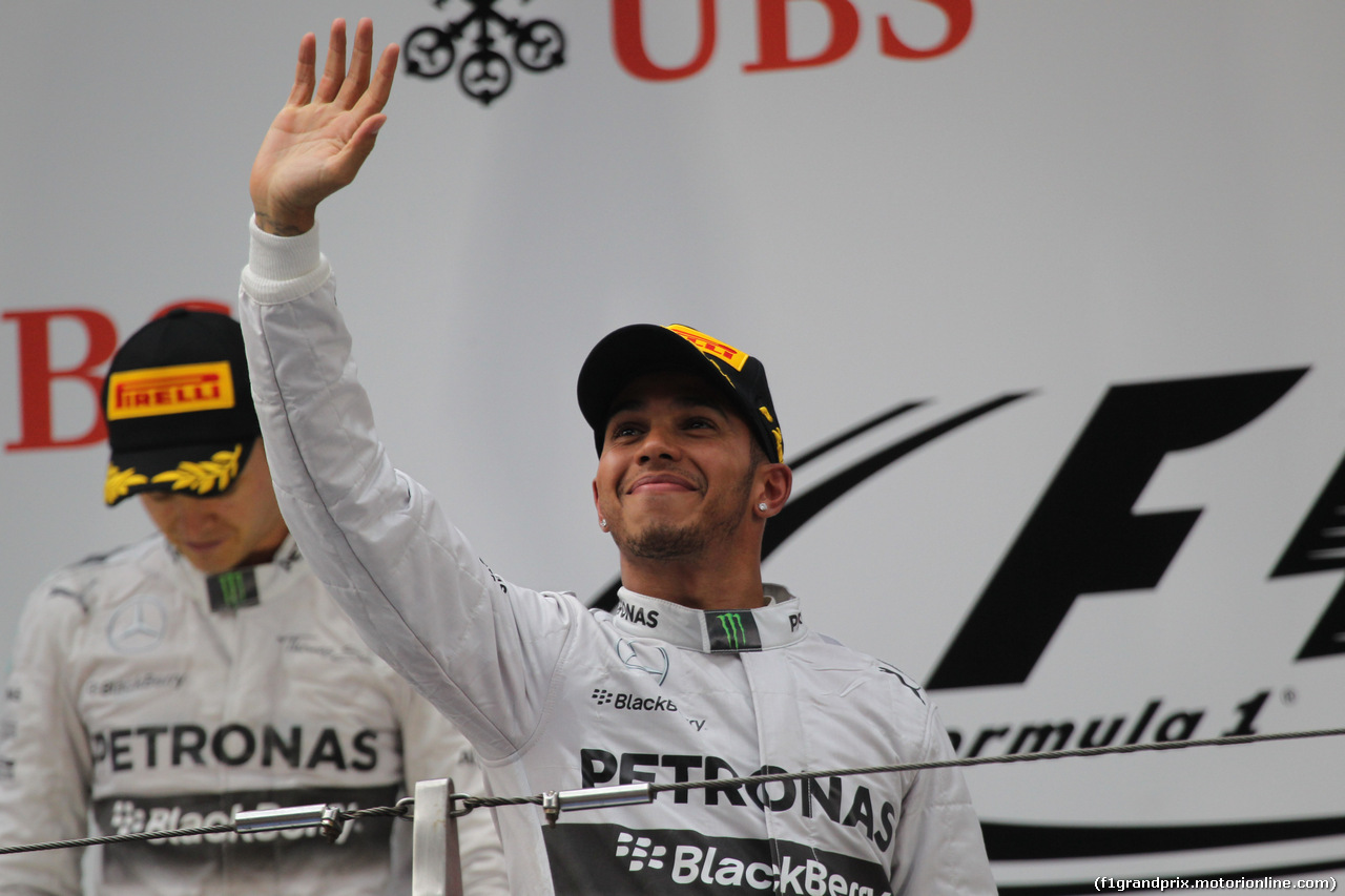 GP CINA, 20.04.2014- Podium, winner Lewis Hamilton (GBR) Mercedes AMG F1 W05, 2nd Nico Rosberg (GER) Mercedes AMG F1 W05, 3rd Fernando Alonso (ESP) Ferrari F14T