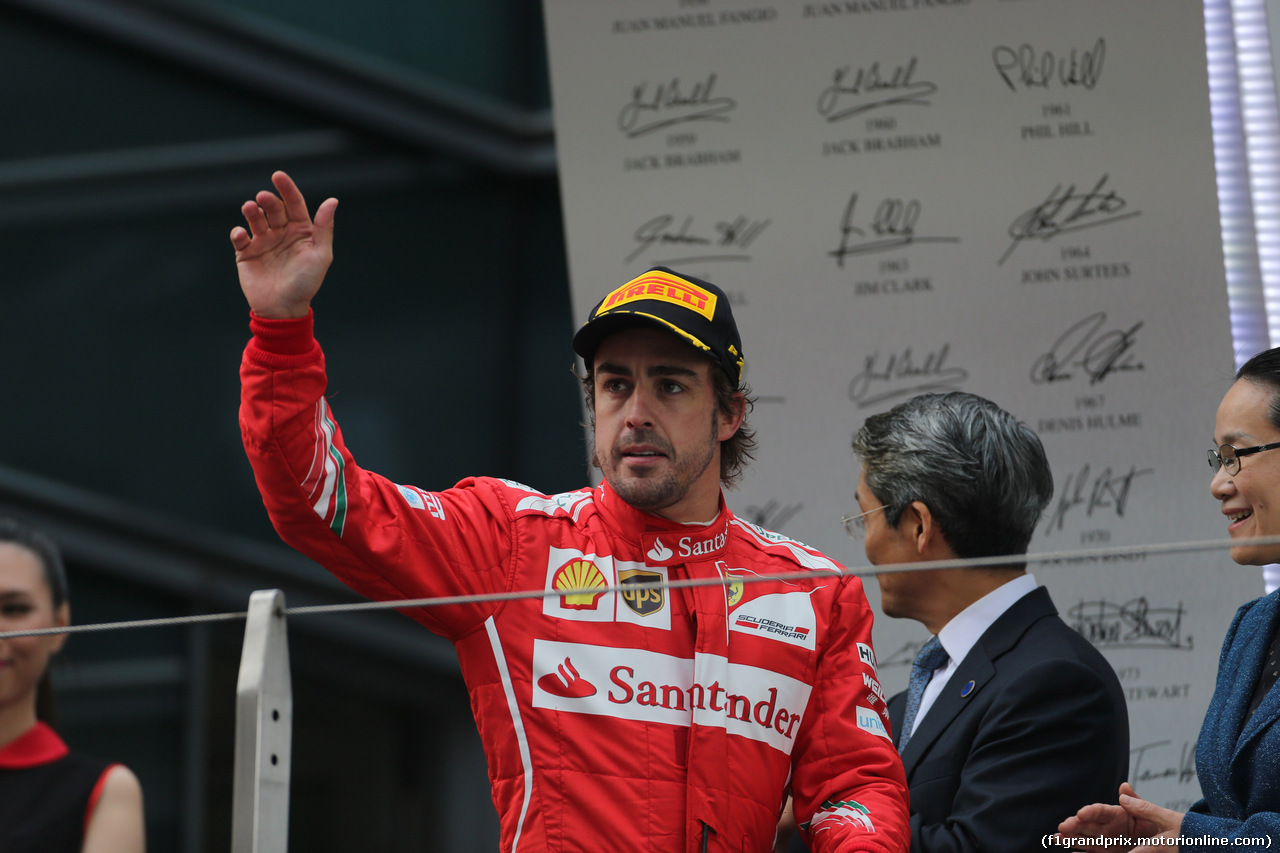 GP CINA, 20.04.2014- Podium, Fernando Alonso (ESP) Ferrari F14T