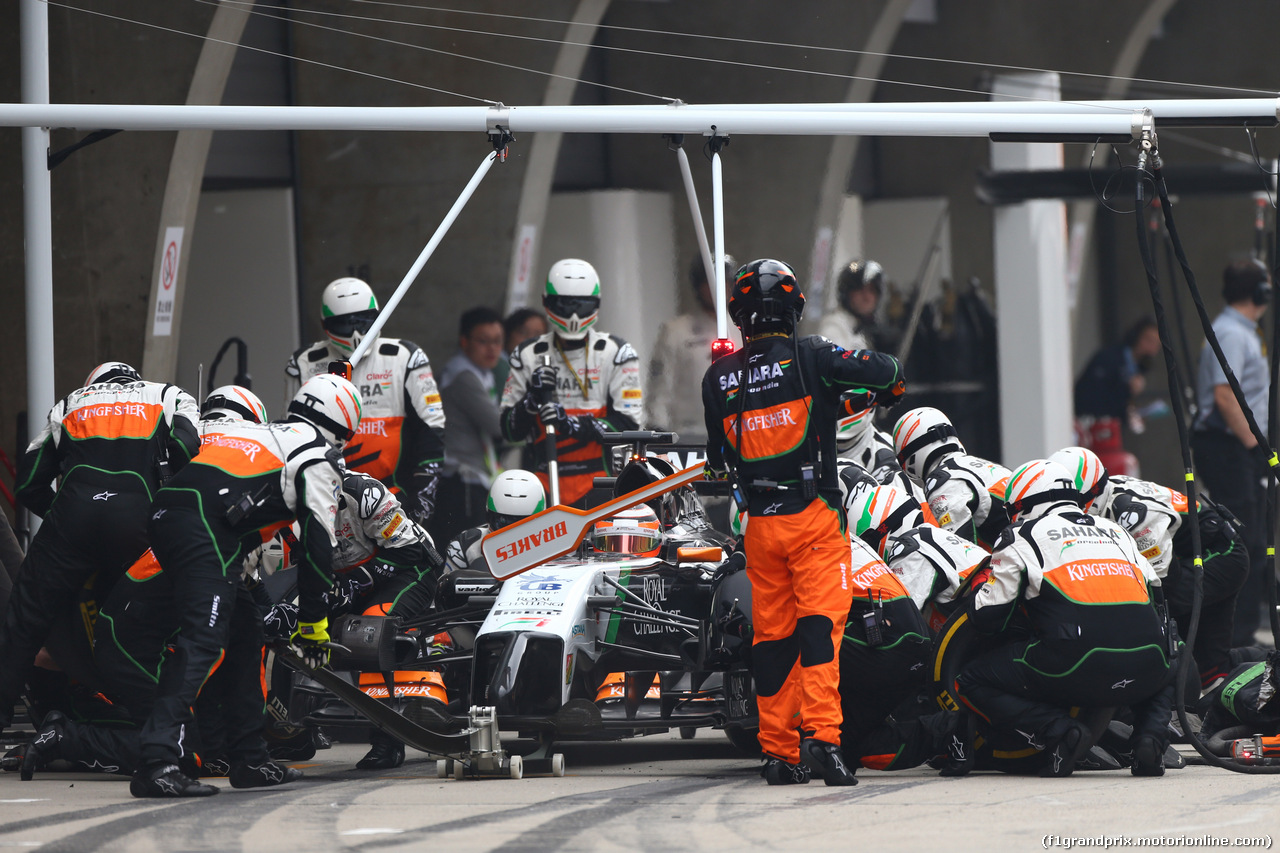 GP CINA, 20.04.2014- Gara, Nico Hulkenberg (GER) Sahara Force India VJM07 during pit stop