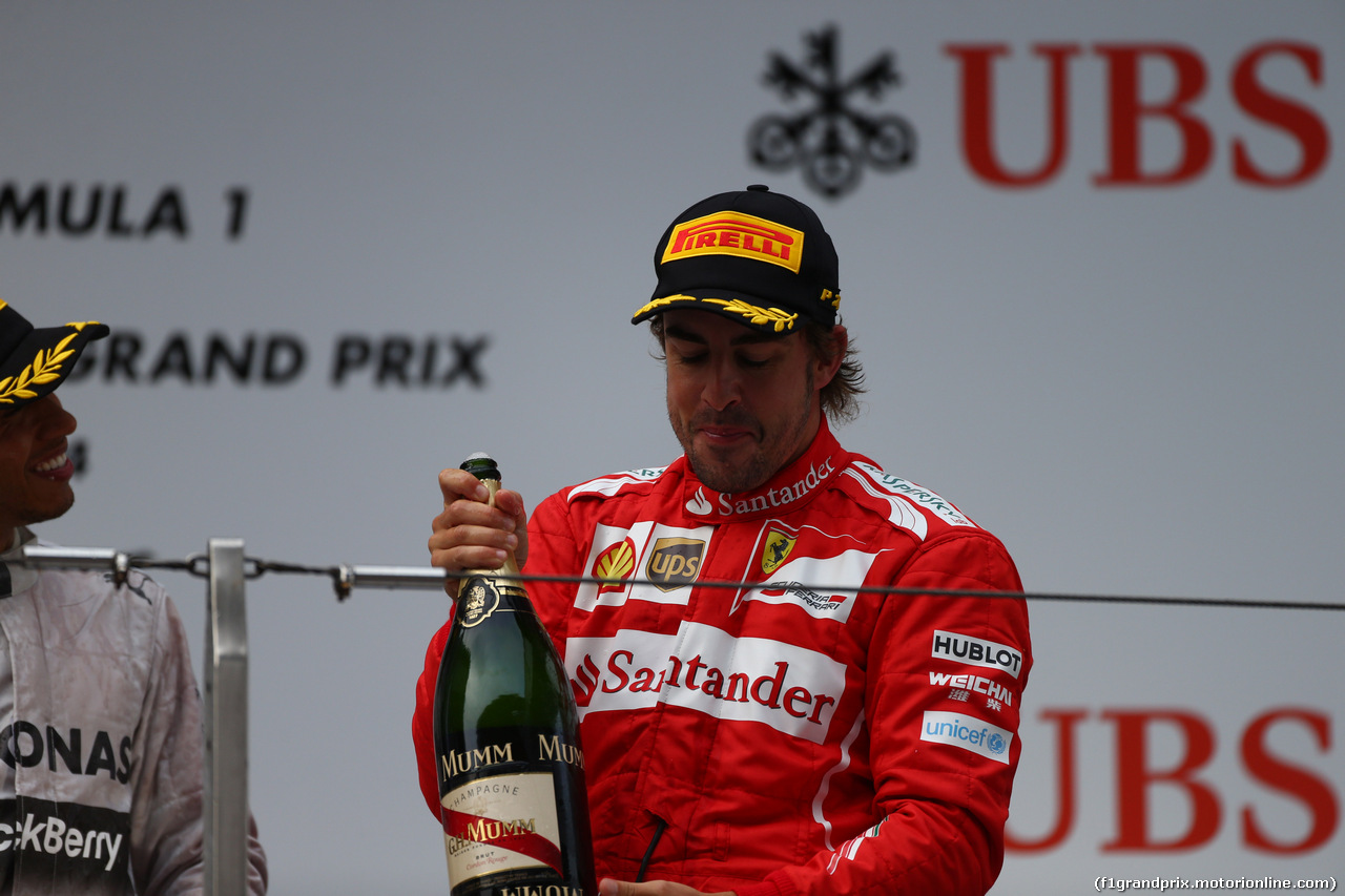 GP CINA, 20.04.2014- The Podium, 3rd Fernando Alonso (ESP) Ferrari F14T