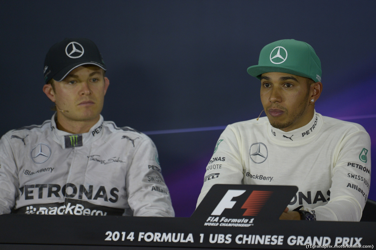 GP CINA, 20.04.2014-After  Gara Press Conference, winner Lewis Hamilton (GBR) Mercedes AMG F1 W05