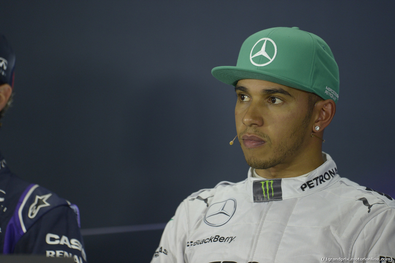 GP CINA, 19.04.2014- After Qualifiche Press Conference, pole position Lewis Hamilton (GBR) Mercedes AMG F1 W05