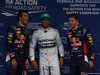 GP CINA, 19.04.2014- Qualifiche, Lewis Hamilton (GBR) Mercedes AMG F1 W05 (pole position), Daniel Ricciardo (AUS) Infiniti Red Bull Racing RB10 (secondo) e Sebastian Vettel (GER) Infiniti Red Bull Racing RB10 (terzo)