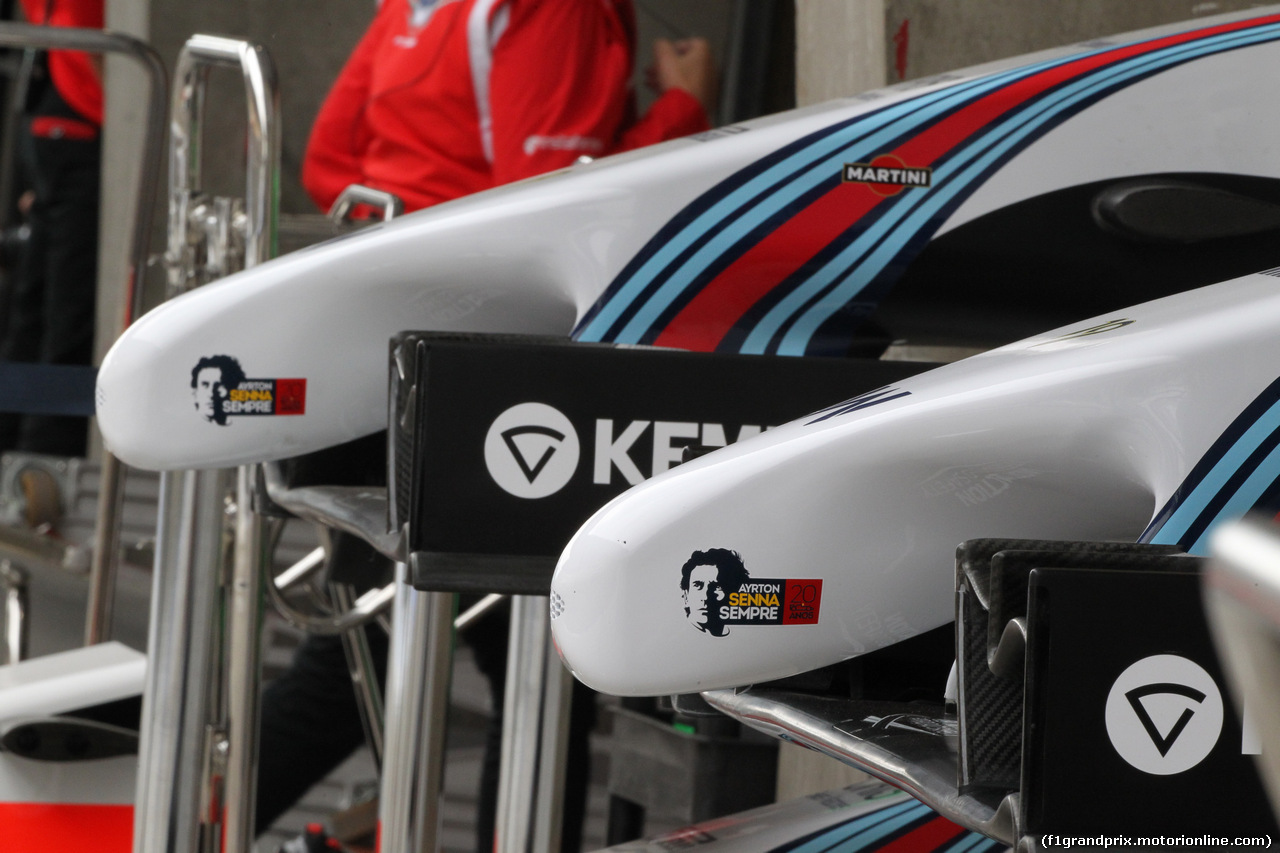 GP CINA, 18.04.2014- Prove Libere 2, Williams Frontal Wing with Ayrton Senna Sempre  Tribute stiker