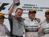 GP GERMANIA, 20.07.2014- Gara, the Podium: winner Nico Rosberg (GER) Mercedes AMG F1 W05, 2nd Valtteri Bottas (FIN) Williams F1 Team FW36 e 3rd Lewis Hamilton (GBR) Mercedes AMG F1 W05