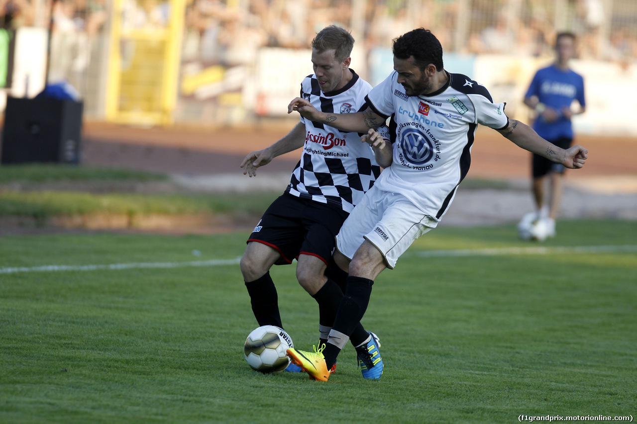 GP GERMANIA, Sebastian Vettel (GER) Red Bull Racing e Giovanni Zarella (ITA) Singer, Kick f¸r Kinder at Hanau. 
16.07.2014. Formula 1 World Championship, Rd 10, German Grand Prix, Hockenheim, Germany, Wednesday Soccer.