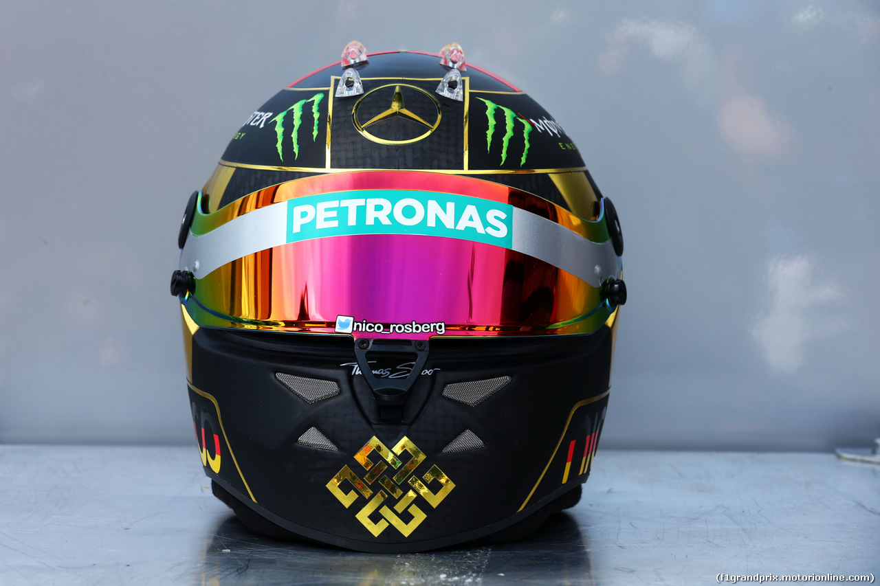 GP GERMANIA, The helmet of Nico Rosberg (GER) Mercedes AMG F1 celebrating Germany's 2014 FIFA World Cup success. 
17.07.2014. Formula 1 World Championship, Rd 10, German Grand Prix, Hockenheim, Germany, Preparation Day.