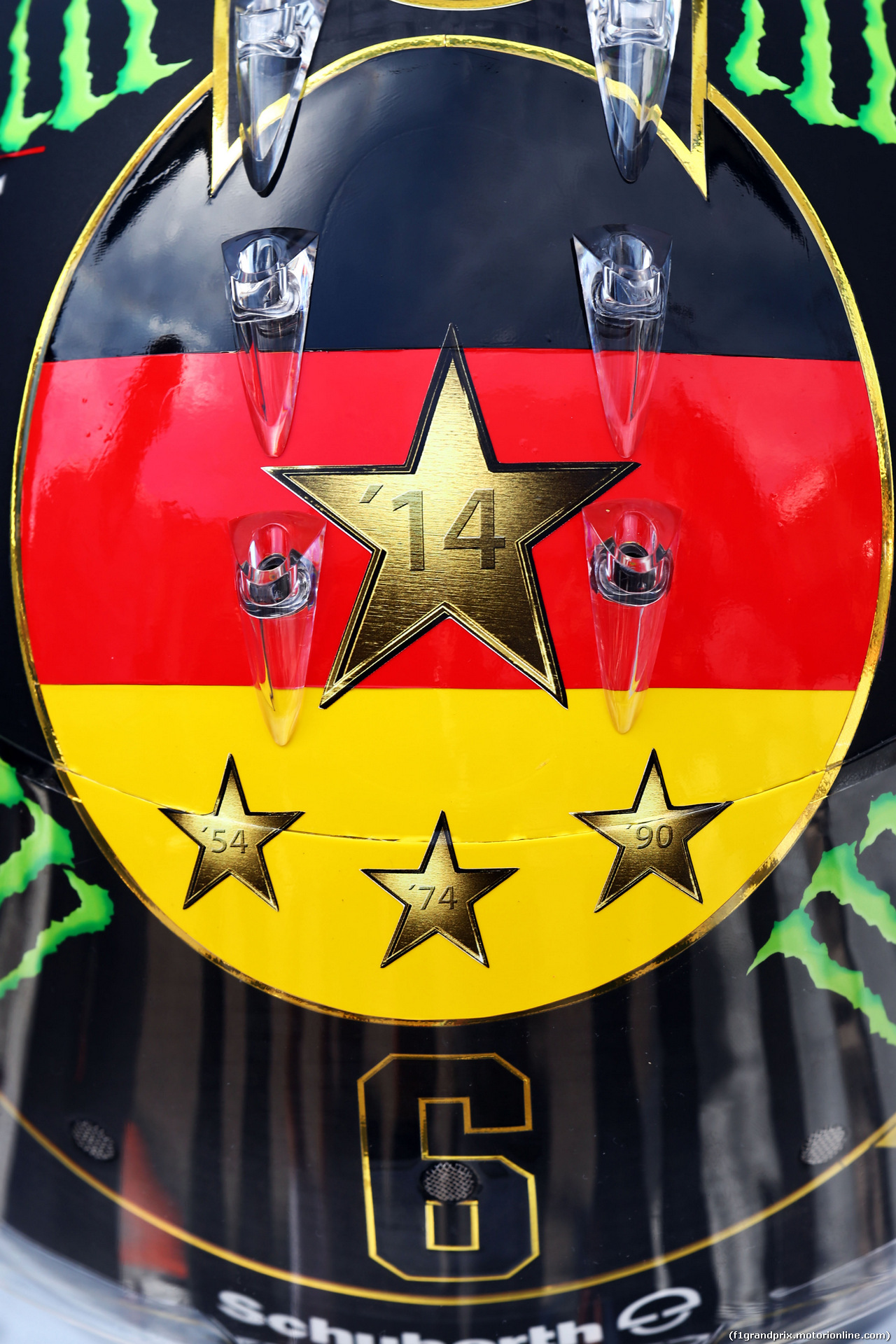 GP GERMANIA, The helmet of Nico Rosberg (GER) Mercedes AMG F1 celebrating Germany's 2014 FIFA World Cup success. 
17.07.2014. Formula 1 World Championship, Rd 10, German Grand Prix, Hockenheim, Germany, Preparation Day.