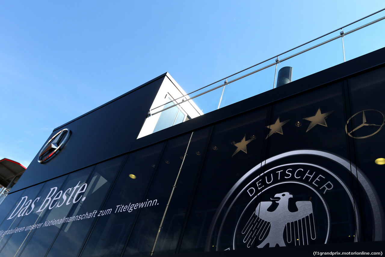 GP GERMANIA, Mercedes GP motorhome
17.07.2014. Formula 1 World Championship, Rd 10, German Grand Prix, Hockenheim, Germany, Preparation Day.