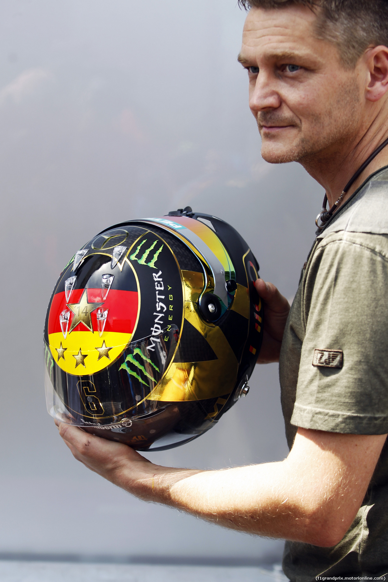GP GERMANIA, The helmet of Nico Rosberg (GER) Mercedes AMG F1 celebrating Germany's 2014 FIFA World Cup success. 
17.07.2014. Formula 1 World Championship, Rd 10, German Grand Prix, Hockenheim, Germany, Preparation Day.