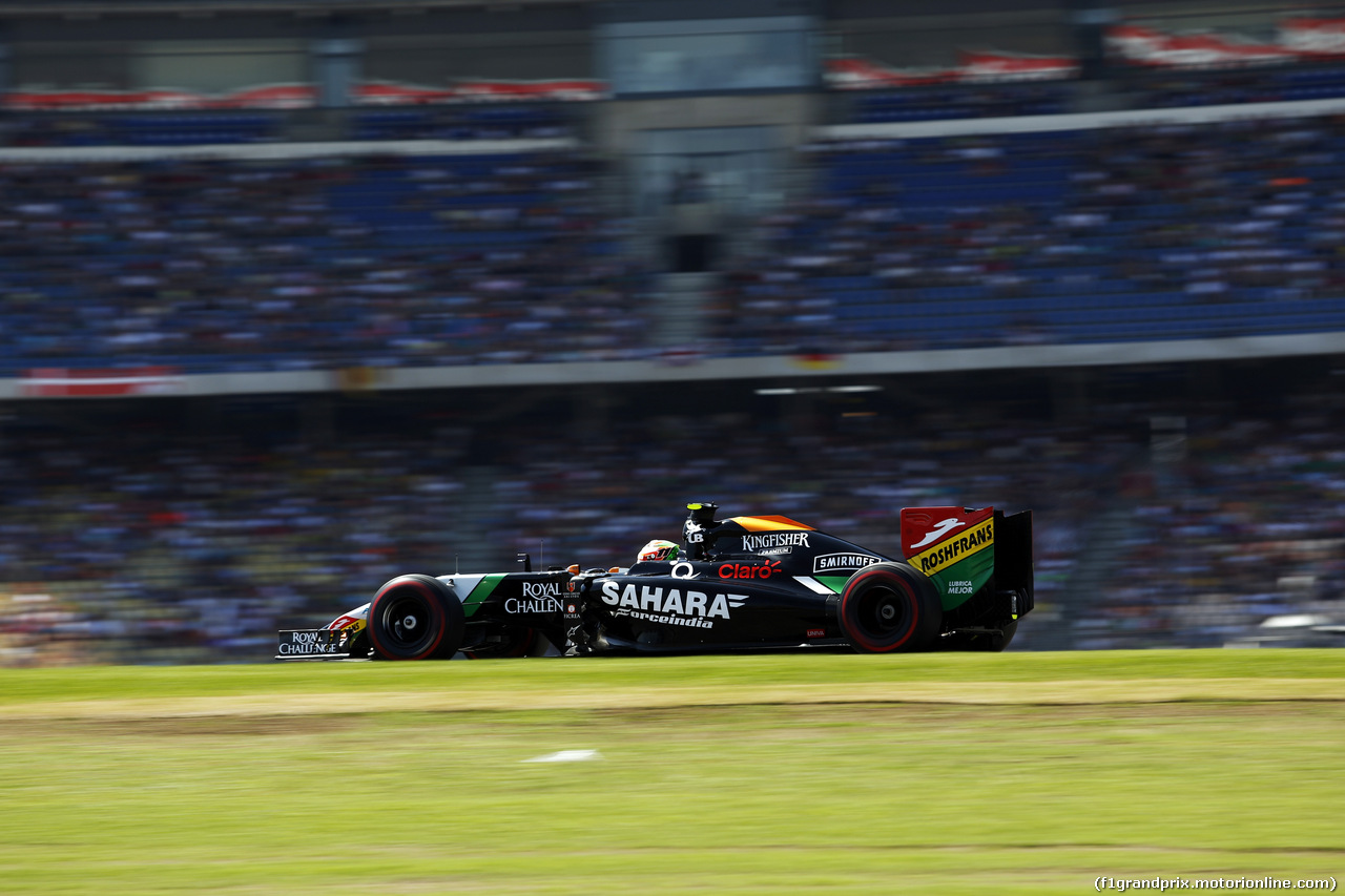 GP GERMANIA, Sergio Perez (MEX) Sahara Force India F1 VJM07.
19.07.2014. Formula 1 World Championship, Rd 10, German Grand Prix, Hockenheim, Germany, Qualifiche Day.