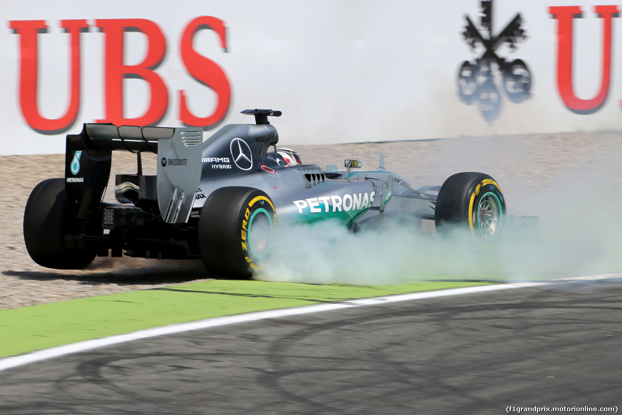 GP GERMANIA, Lewis Hamilton (GBR), Mercedes AMG F1 Team crash during Q1
19.07.2014. Formula 1 World Championship, Rd 10, German Grand Prix, Hockenheim, Germany, Qualifiche Day.