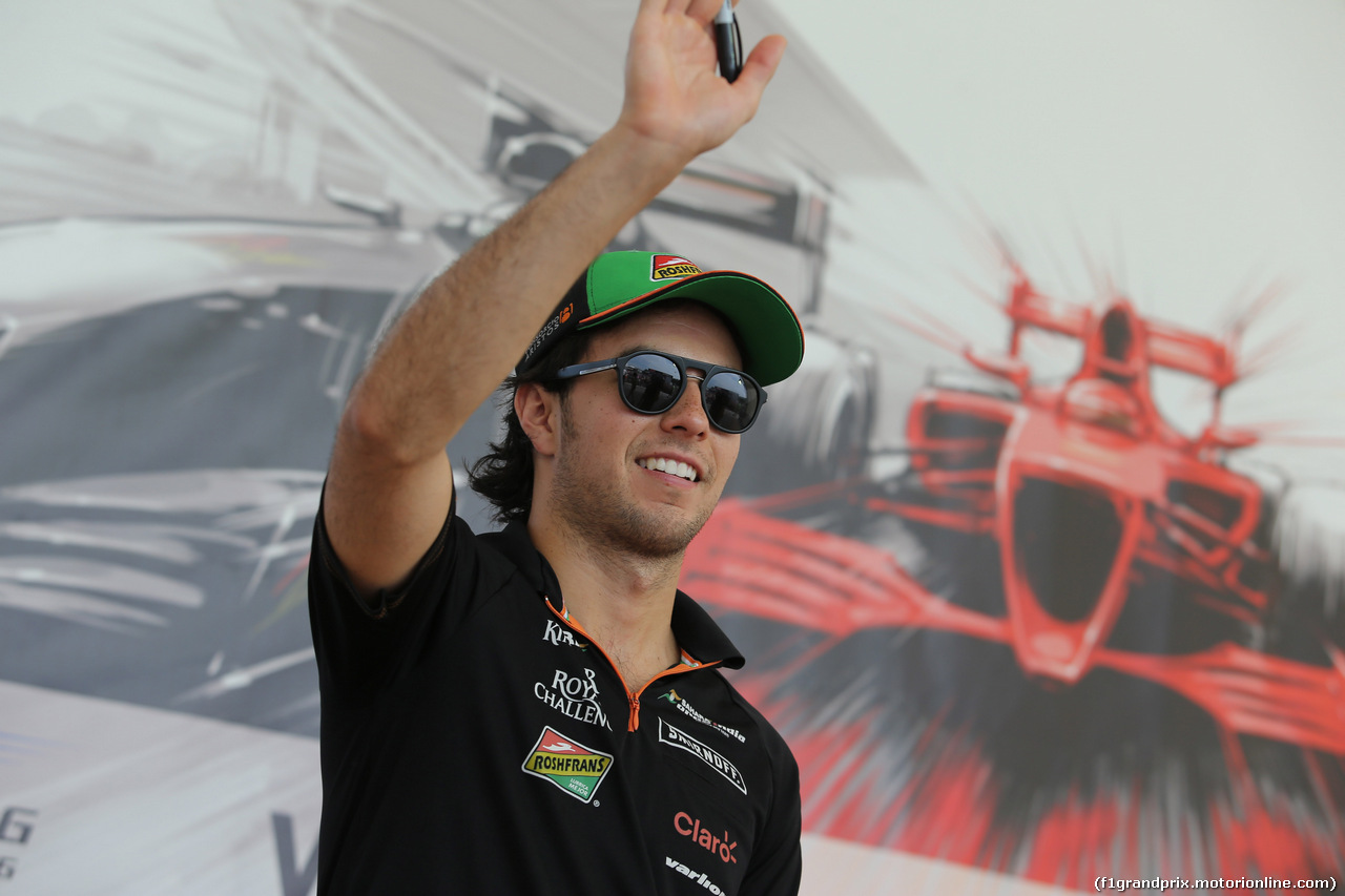GP GERMANIA, 19.07.2014- Sergio Perez (MEX) Sahara Force India F1 Team VJM07 at the fans meeting